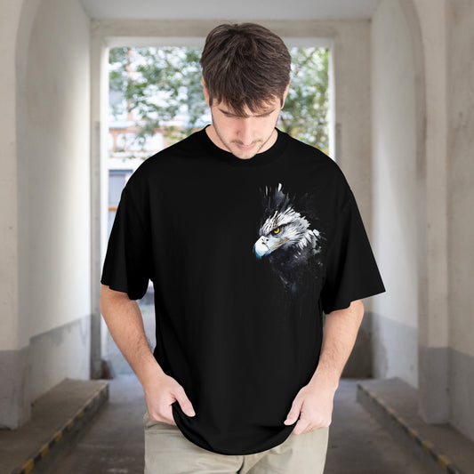Oversized Black Eagle Graphic T-Shirt